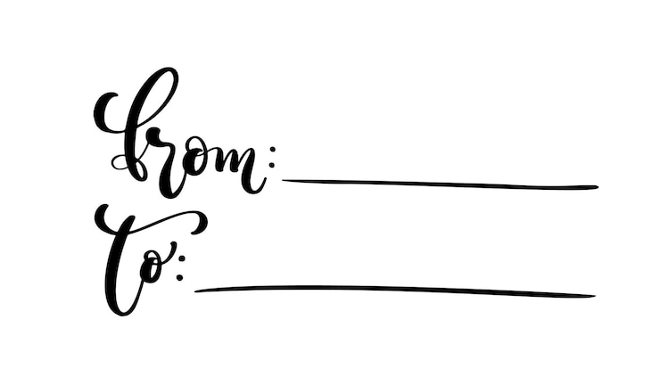 Vector vector calligraphy words from and to for tags isolated hand drawn lettering illustration heart