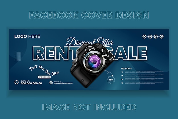 Продажа векторной камеры дизайн обложки Facebook и продвижение продукта