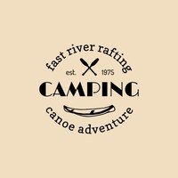 vector camp logo tourism sign with hand drawn paddles illustration retro hipster emblem badge label of outdoor adventures