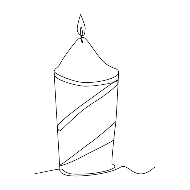 Vector vector candle light continuous one line drawing art illustration on white background