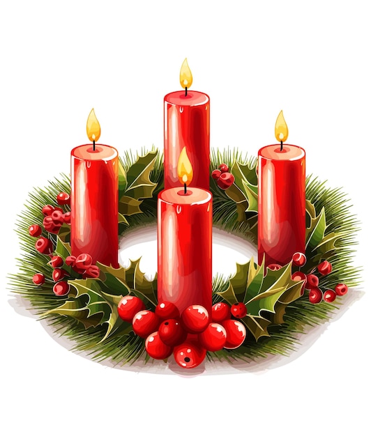 Vector candlelit advent wreath design