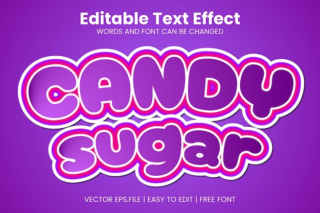 Шаблон редактируемого текстового эффекта Vector Candy Sugar