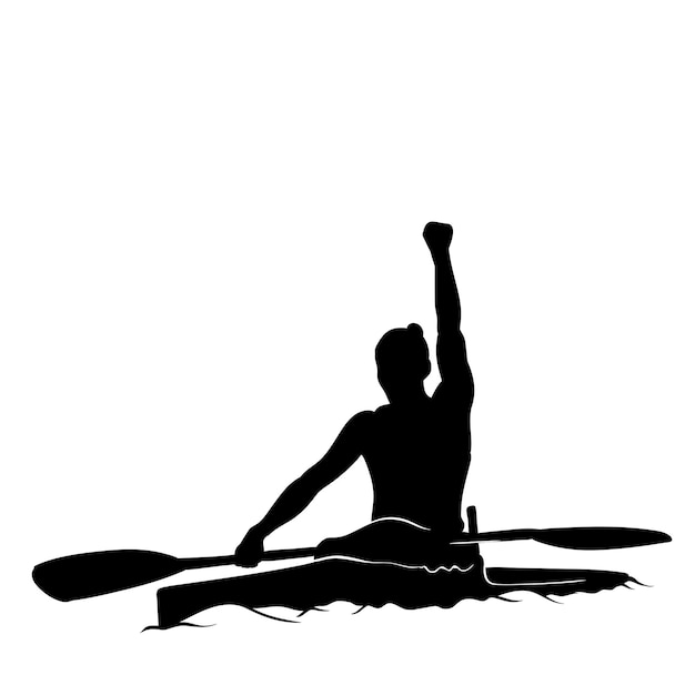 Vector canoeing silhouette design
