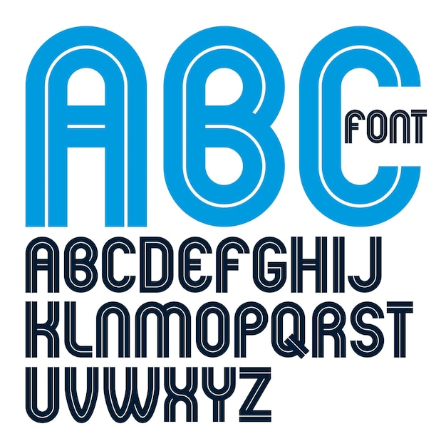 Vector capital bold English alphabet letters made with white lines, best for use in corporate logotype design