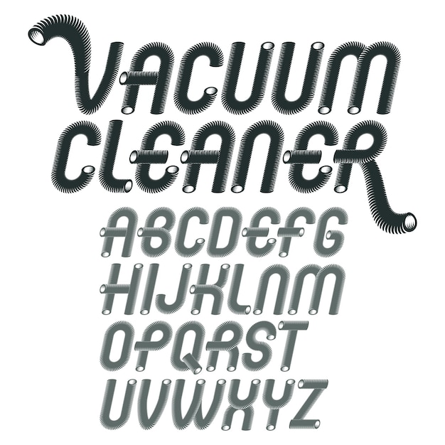 Vector capital modern alphabet letters set. Trendy rounded italic font, script from a to z can be used in art  poster creation. Created using dimensional vacuum pipe style.