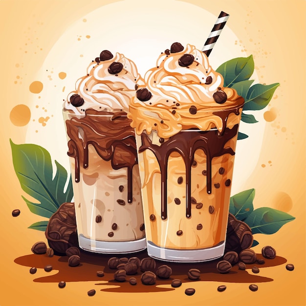 Vector vector cappuccino tropical smoothies social media post