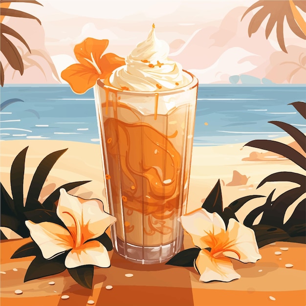 Vector vector cappuccino tropische smoothies social media post