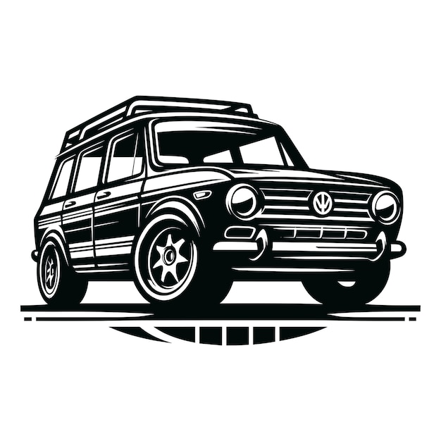ベクター・カー・イラストレーション スタイリッシュな自動車アイデンティティのためのエンブレム・ロゴデザイン