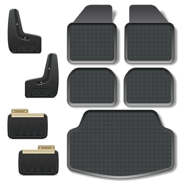 Vector Car Mats set 2 isolated on white background