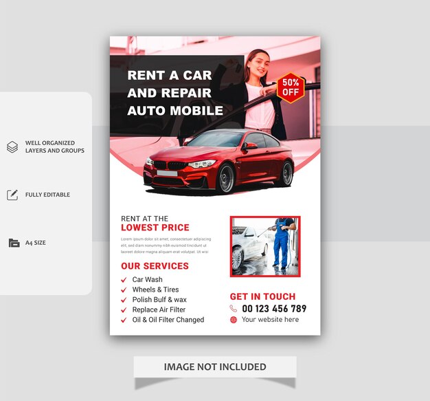 vector car rental poster template