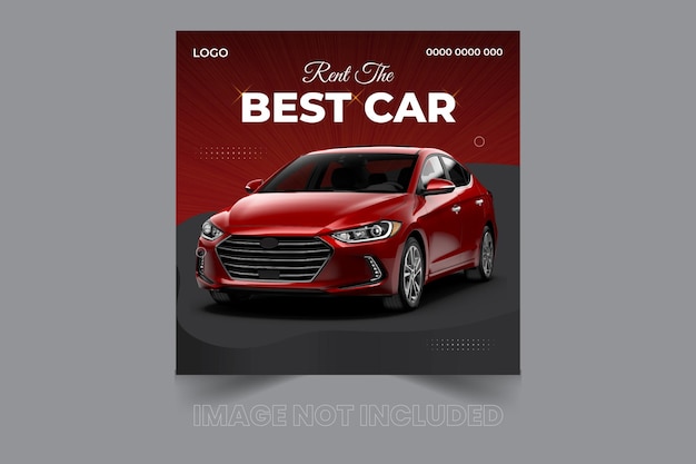 vector car social media post or square web banner advertising template