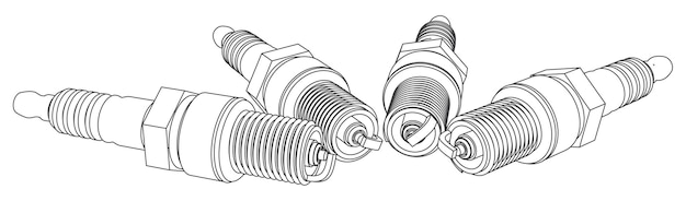 Vector vector car spark plug set outline illustration