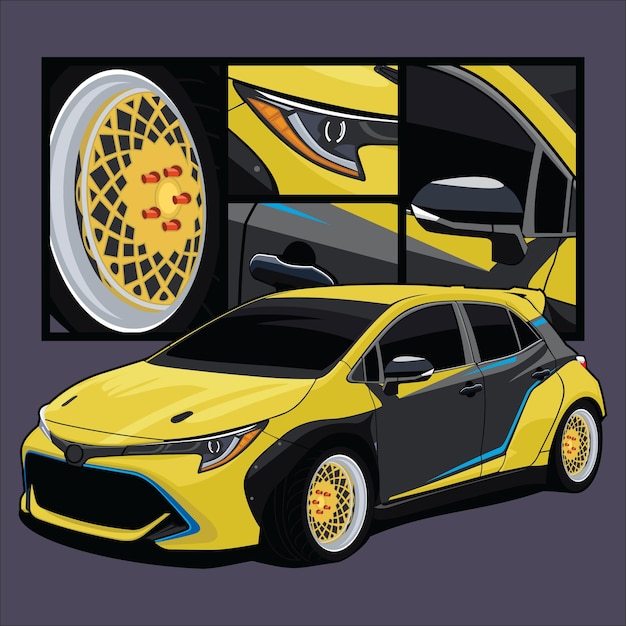 Vector car sport with details