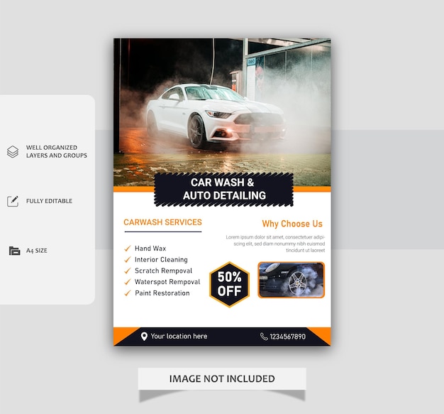 Vector vector car wash cleaning flyer design template car washing service