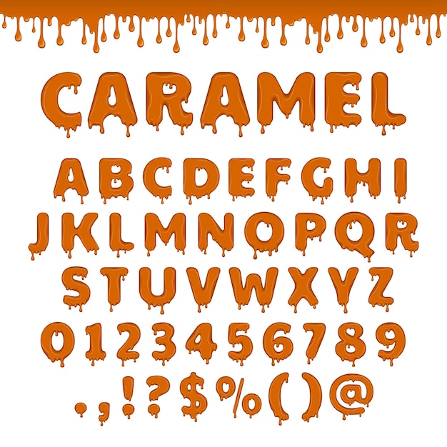 Vector caramel latin alphabet abc