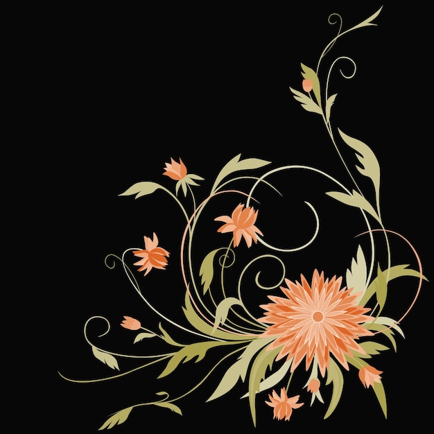 Vector card with a bunch of decorative flower