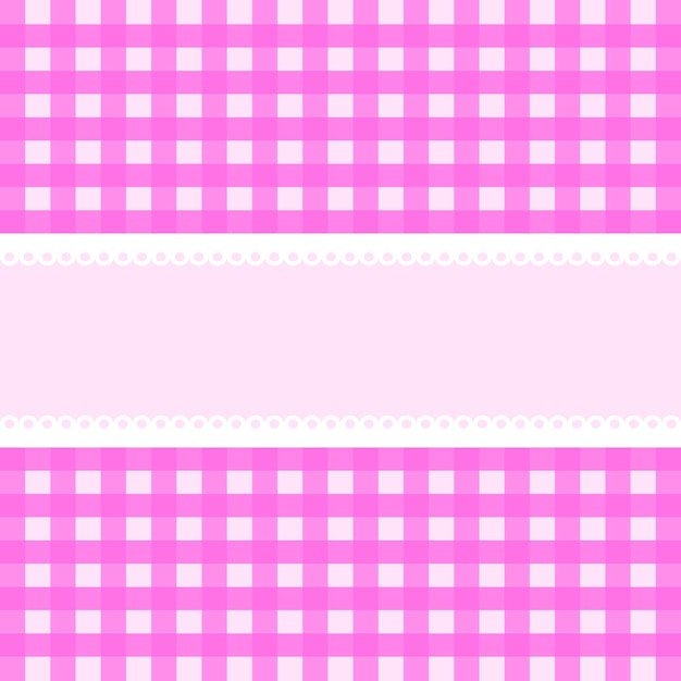 ピンクの市松模様の背景を持つベクトル カード