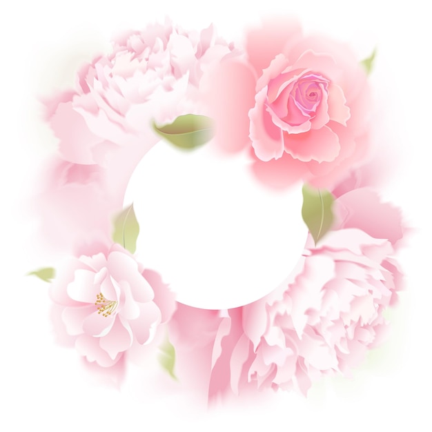 Vector card with rosesand peonies