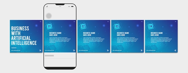 Vettore vector carousel post template intelligenza artificiale instagram carousel post per i social media