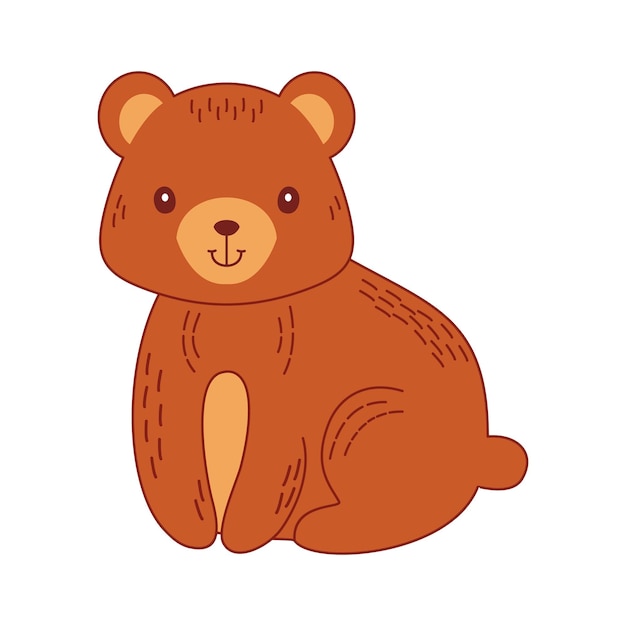 Vettore animale di cartone animato vettoriale orsacchiotto seduto