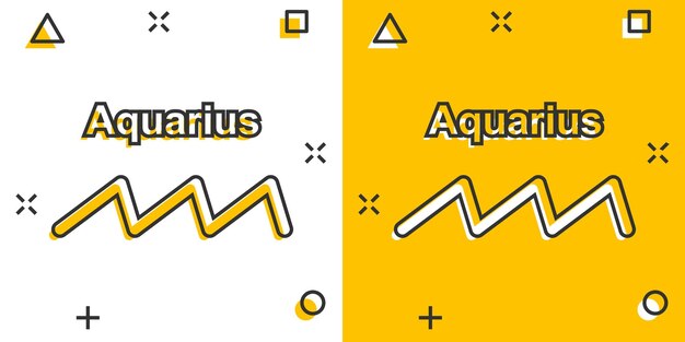 Vector cartoon aquarius zodiac icon in comic style astrology sign illustration pictogram aquarius horoscope business splash effect concept