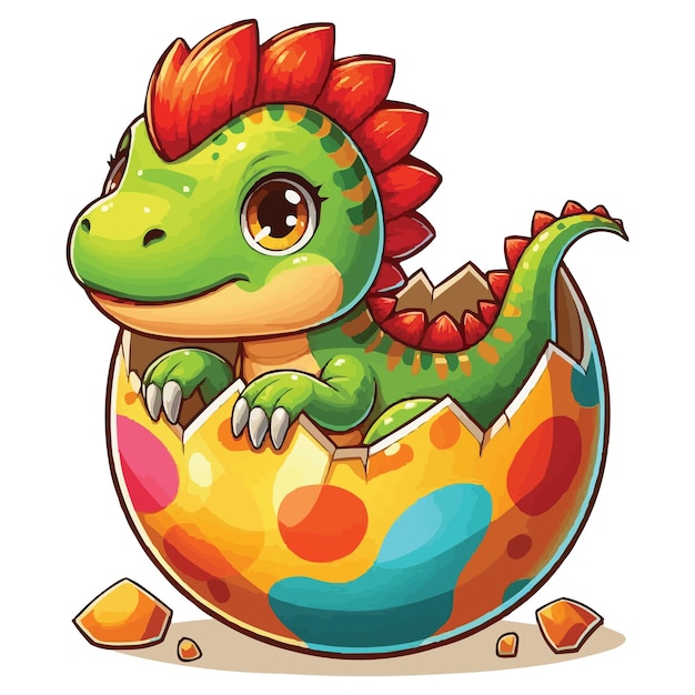 Vector vector cartoon baby spinosaurus hatching from egg