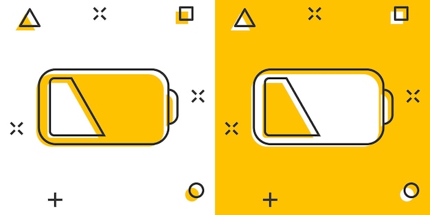 Значок индикатора уровня заряда батареи векторного мультфильма в стиле комиксов пиктограмма иллюстрации знака аккумулятора аккумуляторная концепция эффекта всплеска