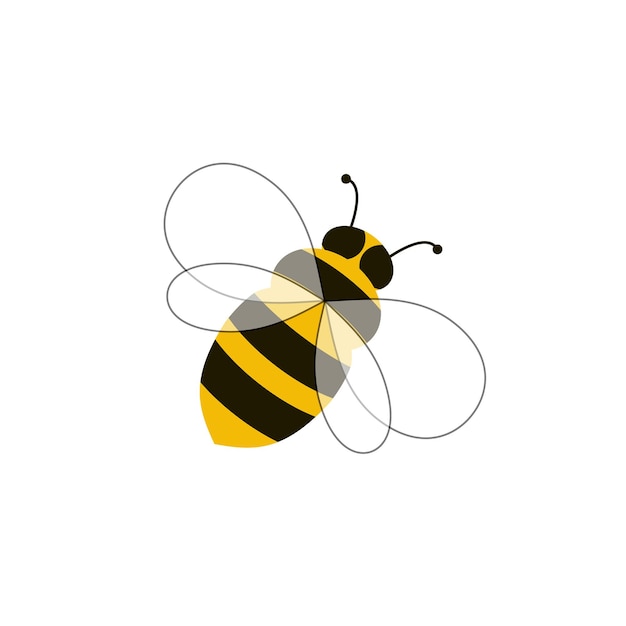 Vector Cartoon Bee geïsoleerd op een witte achtergrond Kleurrijke afbeelding Honing Logo Concept