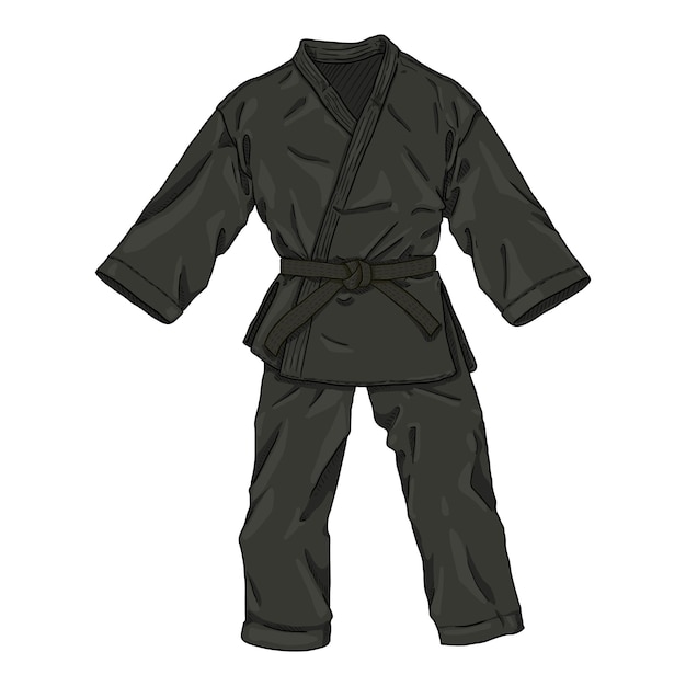 Vector vector cartoon black brazilian jiujitsu kimono