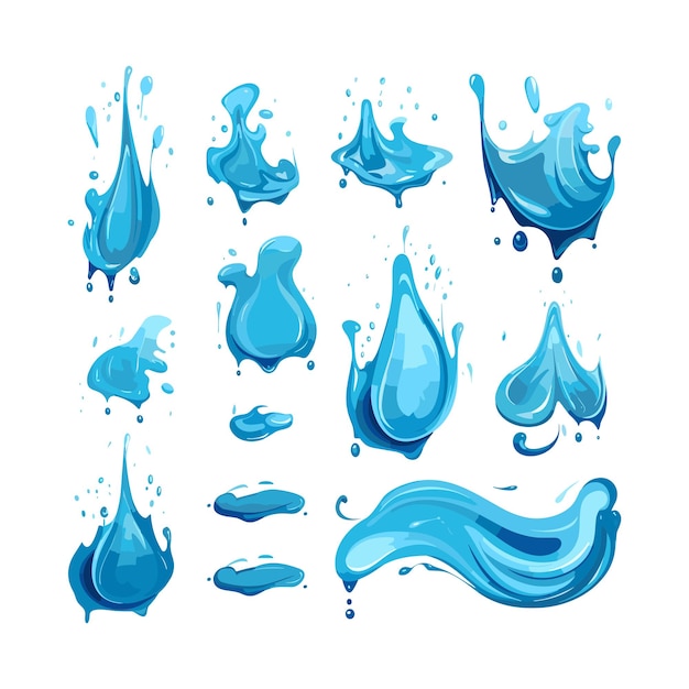 Vector vector cartoon blauw druppelend water druppels spatten