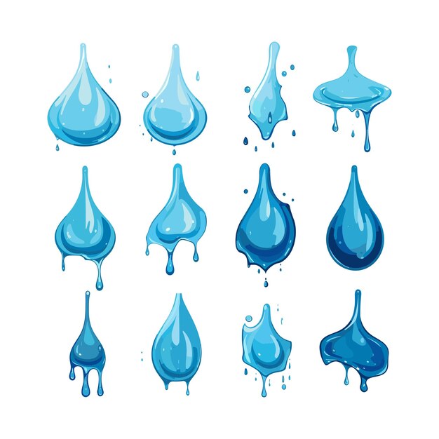 Vector vector cartoon blauw druppelend water druppels spatten