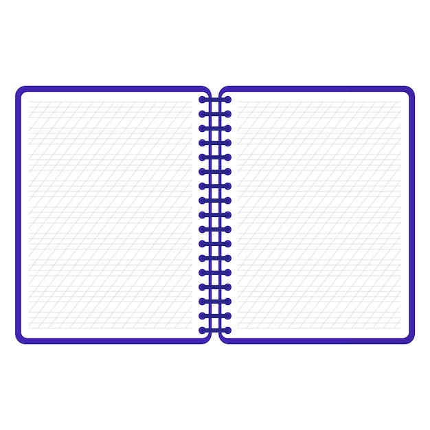 Vector cartoon blue open calligraphy notebook.