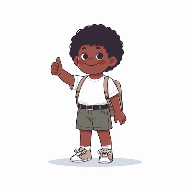 Vector vector cartoon boy going to school