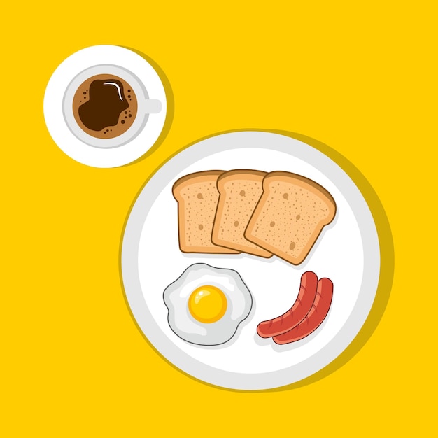 Vector vector cartoon breakfast illustration top view