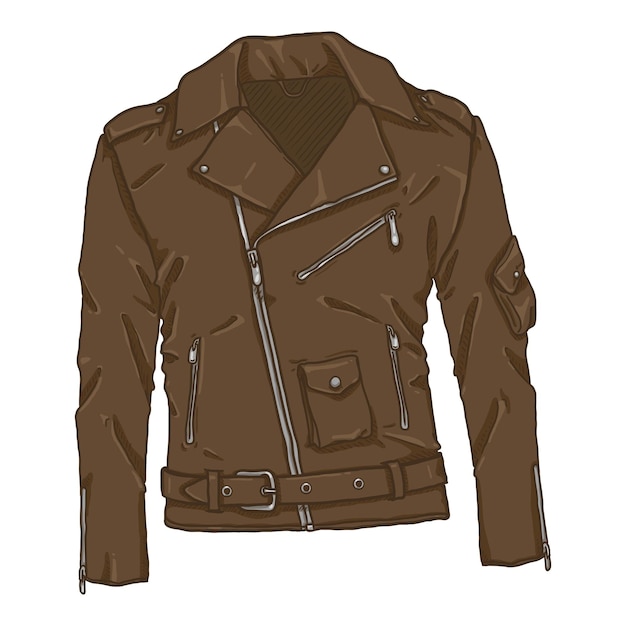 vector cartoon brown motorcycle jacket biker style outfit