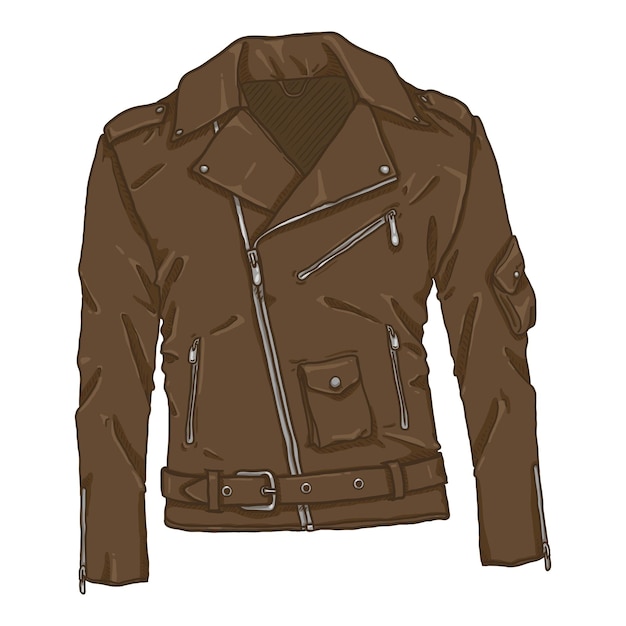 Vector Cartoon Brown Motorcycle Jacket Biker Style Outfit