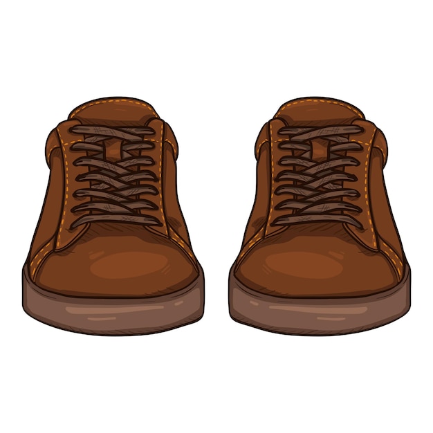Premium Vector | Vector cartoon brown sneakers smart casual shoes
