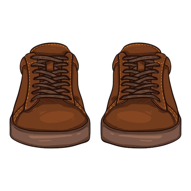 Vector vector cartoon brown sneakers smart casual shoes illustration