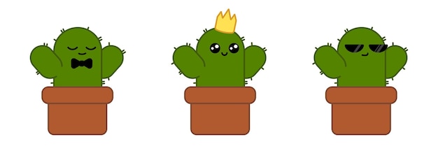 Vector vector cartoon cactus tekenset