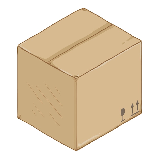 Vector Cartoon Cardboard Box