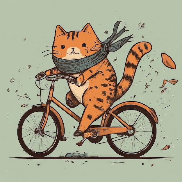 vector cartoon cat riding bicycle vector cartoon cat riding bicycle