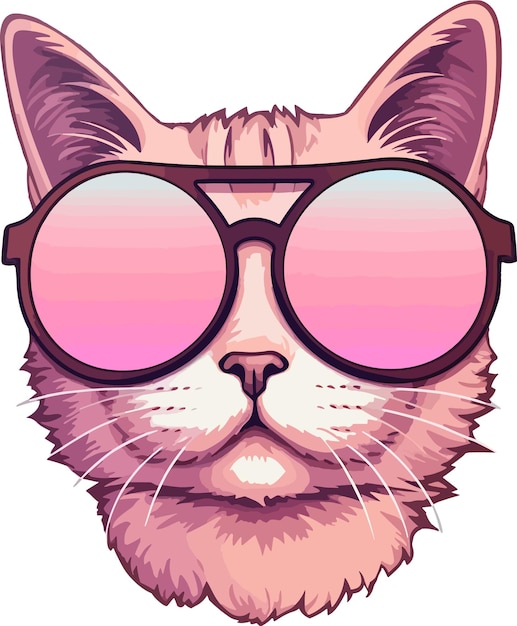 Vector cartoon cat wear sunglass illustration