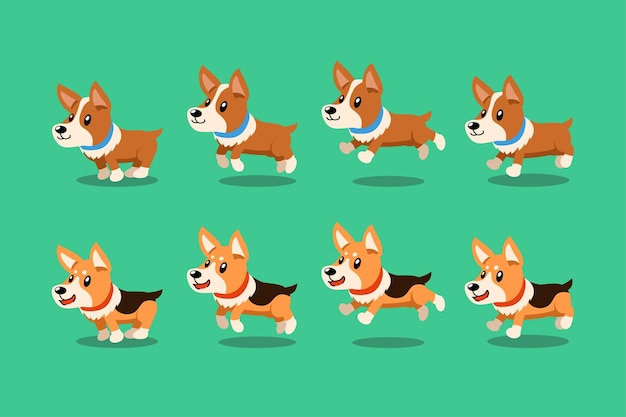 Vector vector cartoon character corgi dog running step