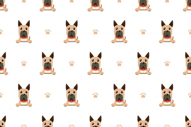 Vector cartoon character great dane dog seamless pattern