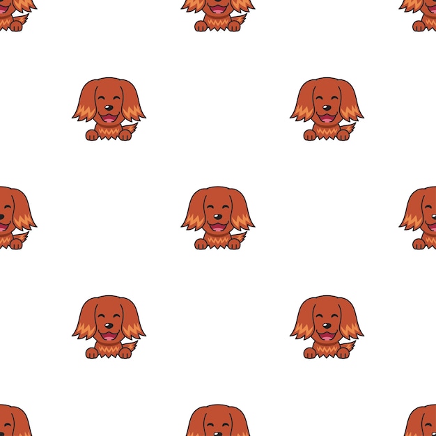 Vector cartoon character irish setter dog seamless pattern background