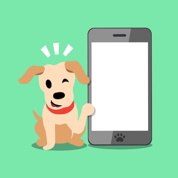 Vector vector cartoon character labrador dog and smartphone