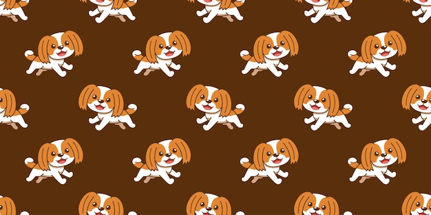 Vector cartoon character shih tzu dog seamless pattern background