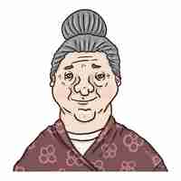 Vector vector cartoon character - smiling old woman. female retired person portrait.