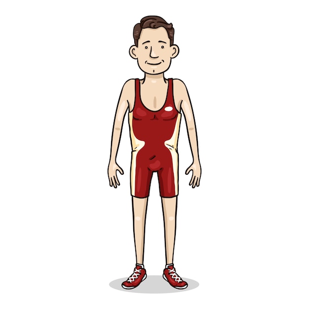 Vector vector cartoon character  young man in red wrestling equipment