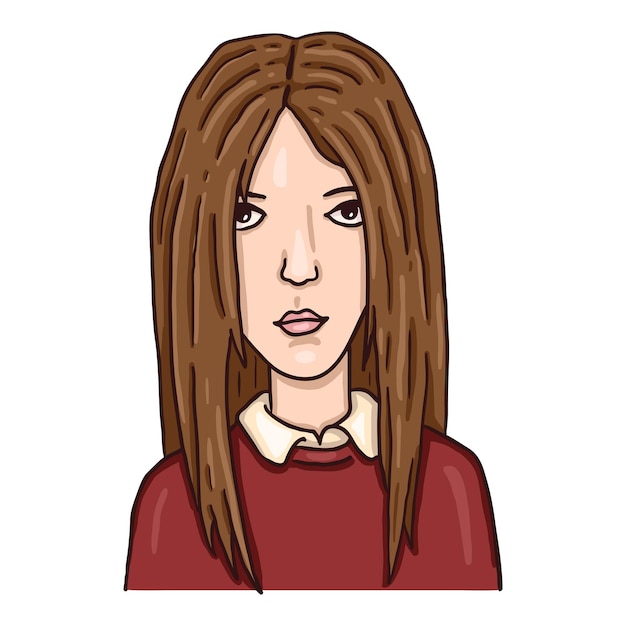 Vector vector cartoon character - young woman. female portrait.